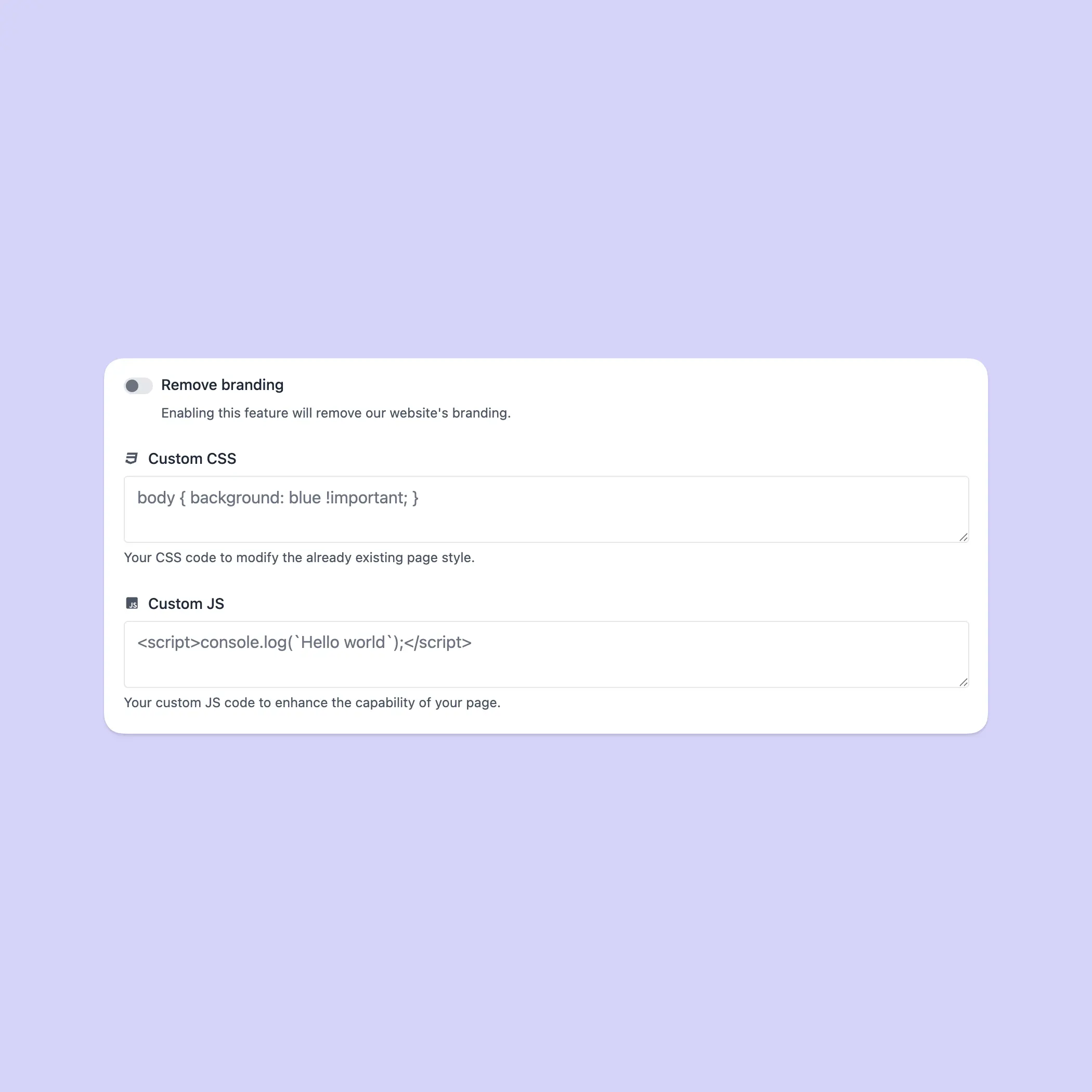 Screenshot der App vCard Custom Branding-Funktion