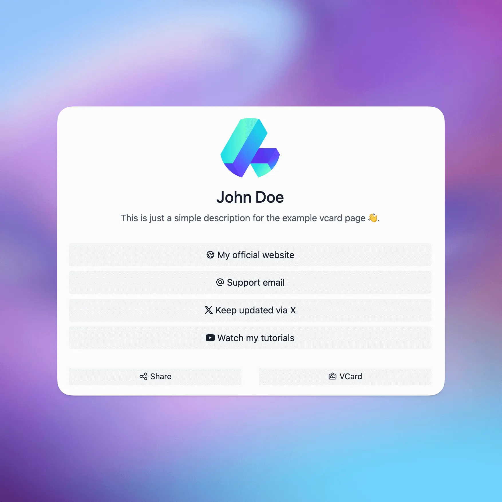 Screenshot des New York vcard-Themas